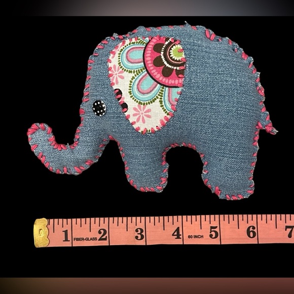 Handcrafted Denim Elephant Plush - Picture 2 of 5